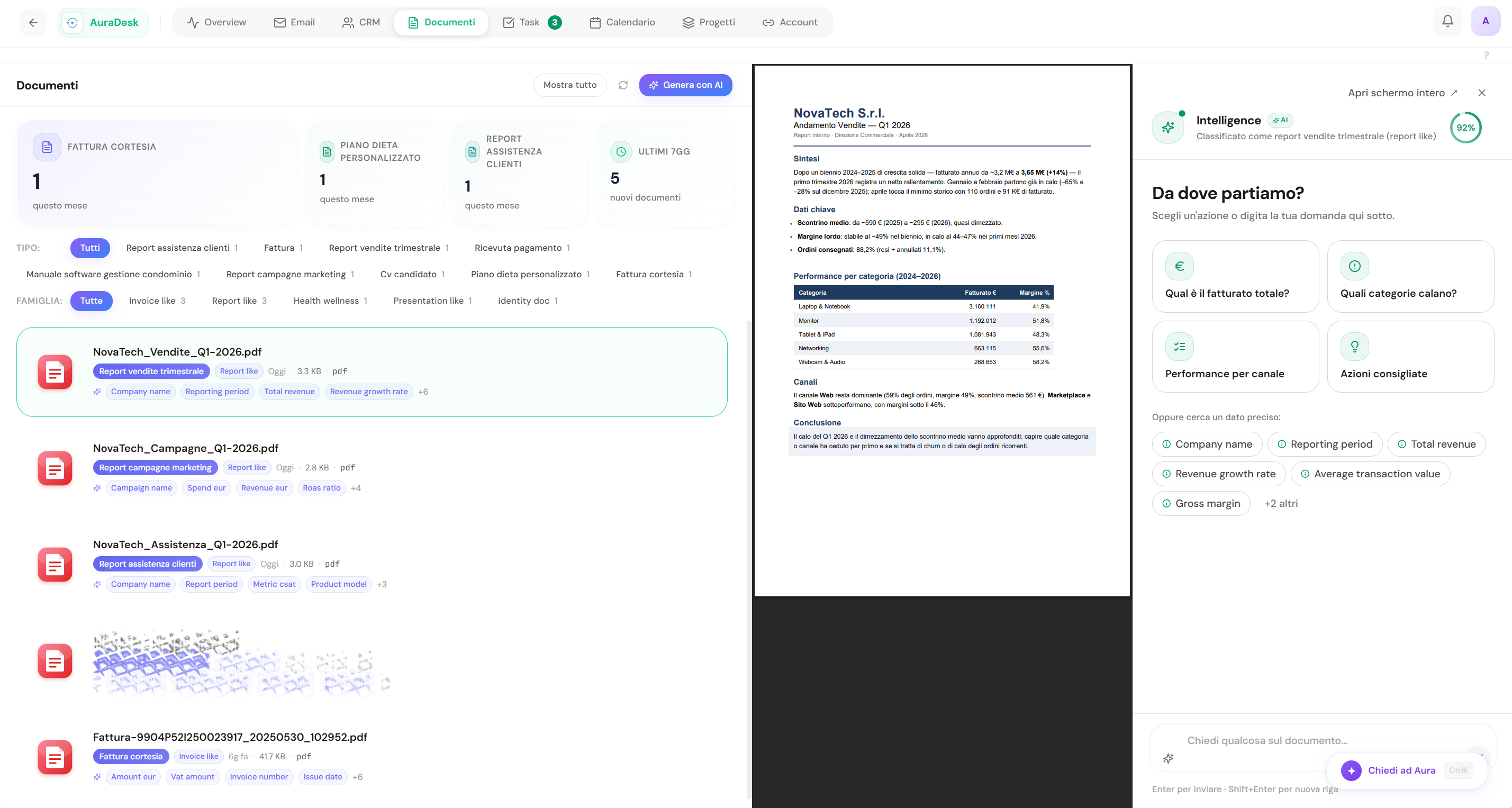 Documenti caricati in AuraDesk
